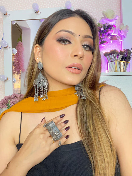 German Silver Afghani  Ghungroo Earrings