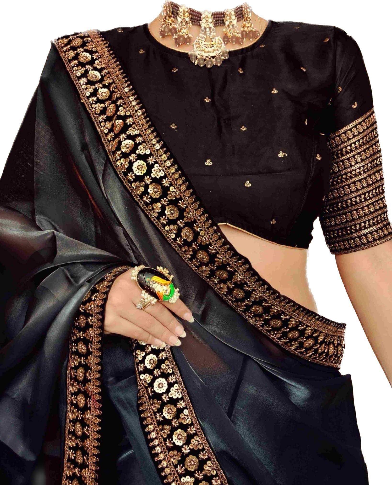 BLACK GLOSSY ORGANZA SARE