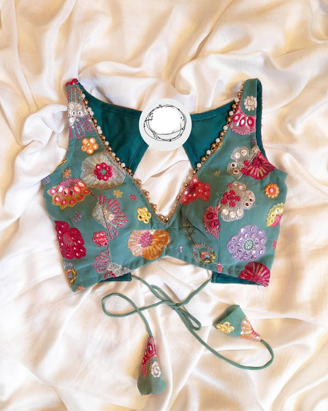 CYAN BLUE GEORGETTE BLOUSE