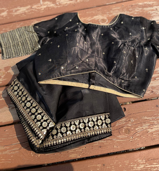 BLACK GLOSSY ORGANZA SARE