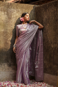 Pastel Purple Handloom Tissue Saree