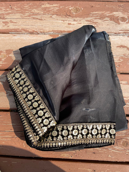 BLACK GLOSSY ORGANZA SARE