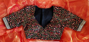 Black Multicolor Embroidered Blouse