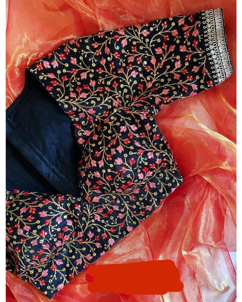 Black Multicolor Embroidered Blouse