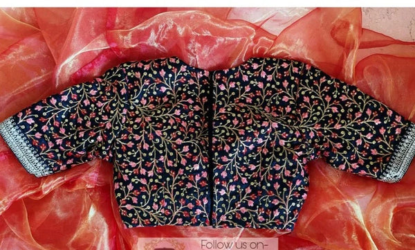 Black Multicolor Embroidered Blouse