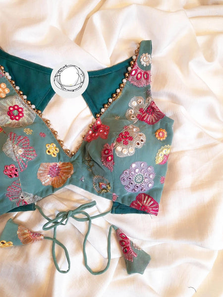 CYAN BLUE GEORGETTE BLOUSE