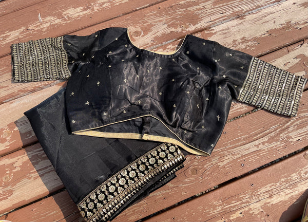 BLACK GLOSSY ORGANZA SARE