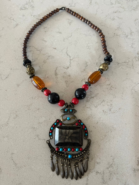 Multicolored Stone Mala Necklace