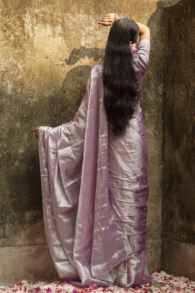 Pastel Purple Handloom Tissue Saree