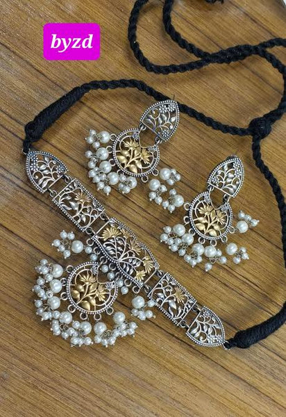 Dual Tone Choker Necklace Set