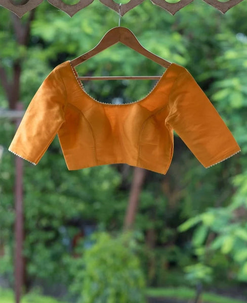 Readymade Mustard And Gold Blouse Made Of Art Silk
