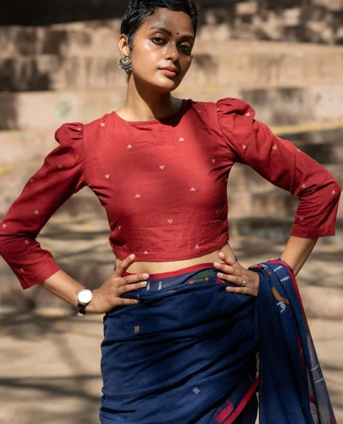 Readymade Striking Maroon Cotton Made Blouse