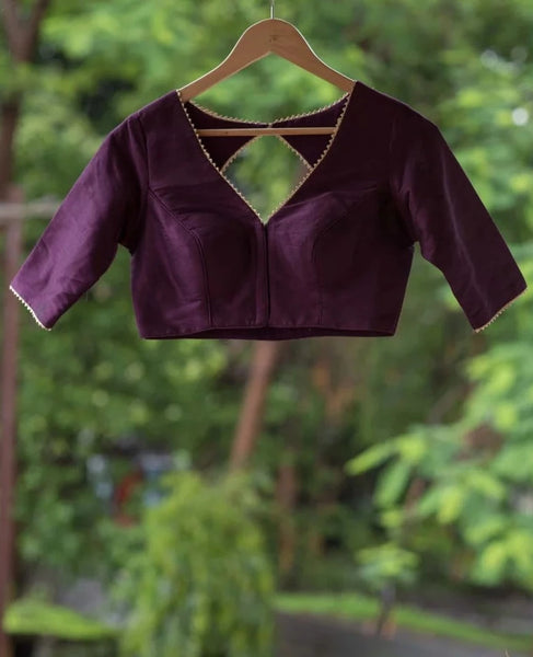 Readymade Purple And Gold Blouse Made Raw Silk