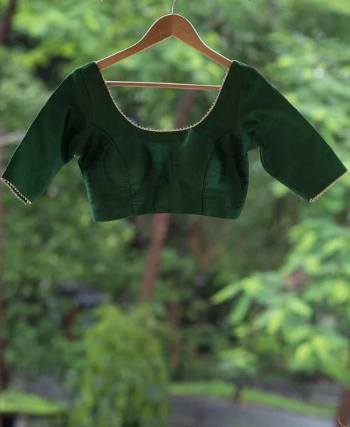 Readymade Green And Gold Blouse Made Of Art Silk