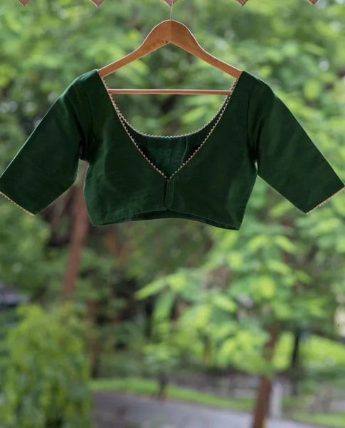 Readymade Green And Gold Blouse Made Of Art Silk