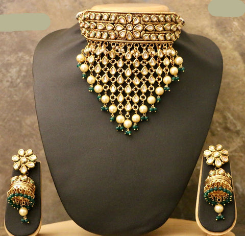 Gold Plated High Quality Kundan Necklace Set