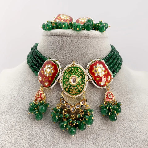 Punjabi Bridal Jewelry Kundan Necklace Set
