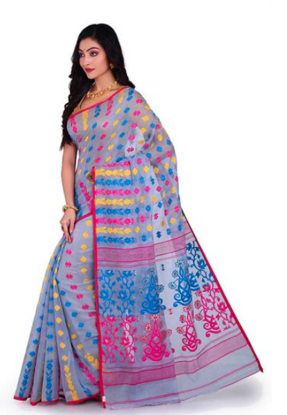 Multi Color Stylist Soft  Dhakai Jamdani Saree
