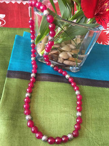 EggPlant Beaded Necklace with Silver Earrings