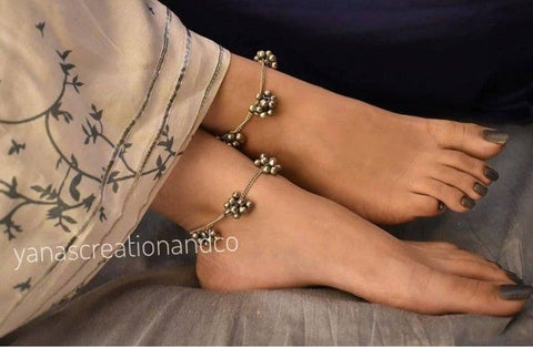 Anklets, indian Jewelery ethnic traditional, handmade, ghunghroo anklets, boho gypsy tribal Jewellery,German Silver