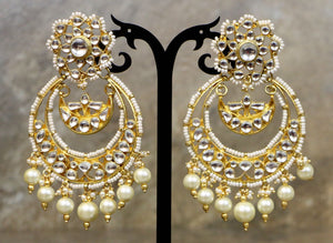 Designer Uncut Kundan Pearl Earrings