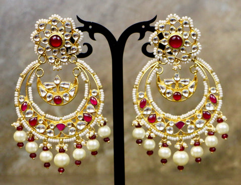 Designer Uncut Kundan Pearl Earrings