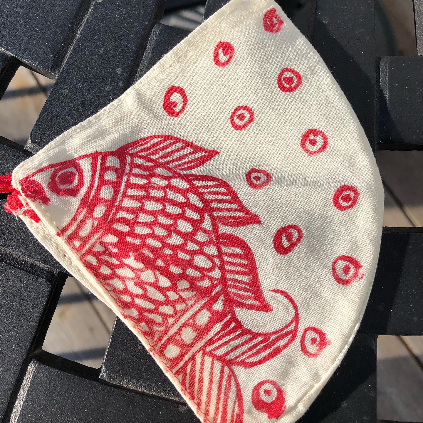 Two Ply Organic Cotton Fashion Mask with Hand-Painted Madhubani motives, Washable and Reusable Face Mask