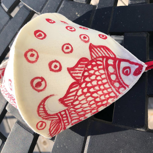 Two Ply Organic Cotton Fashion Mask with Hand-Painted Madhubani motives, Washable and Reusable Face Mask