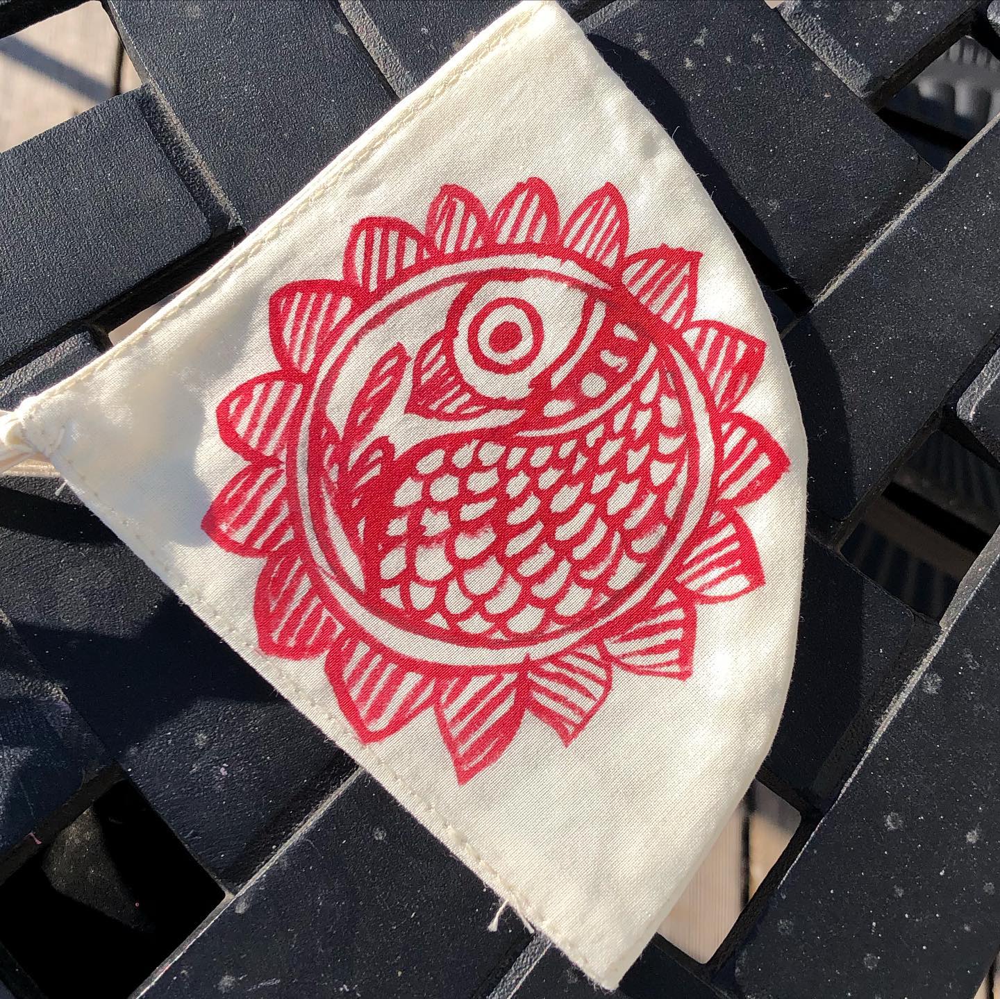 Two Ply Organic Cotton Fashion Mask with Hand-Painted Madhubani motives, Washable and Reusable Face Mask
