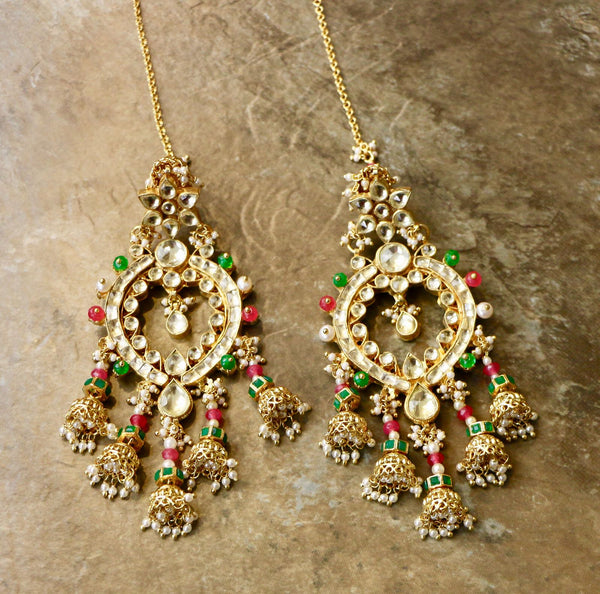 Designer Uncut Kundan Transparent Yellow Colored Earrings