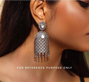 Antique silver look alike German Silver oxidised earrings