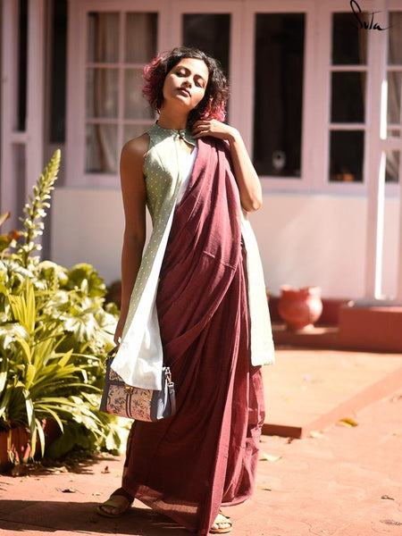 Brown Cotton Made In Heaven Mul Saree