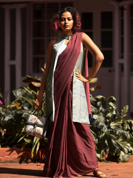 Brown Cotton Made In Heaven Mul Saree