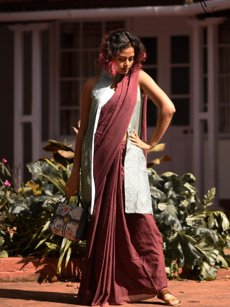 Brown Cotton Made In Heaven Mul Saree