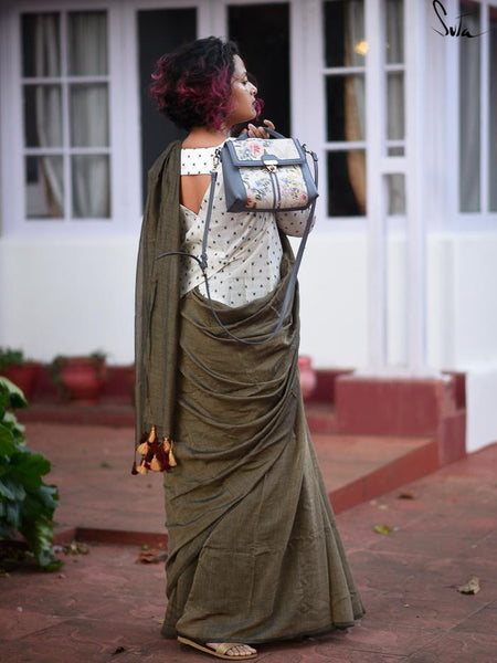 Antique Brown Cotton Saree