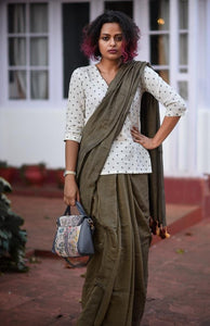 Antique Brown Cotton Saree