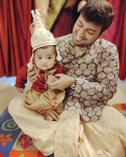 Toddler Boys Sholar Topor for Annaprashan Ceremony