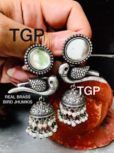 Real Brass Bird Jhumki Earrings