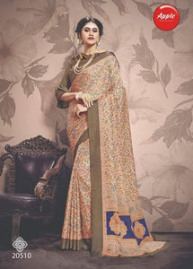 Multi Colored Blended Handloom Silk Pashmina Saree