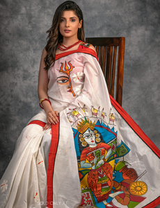 ABSTRACT HAND PAINTED CHANDERI SAREE