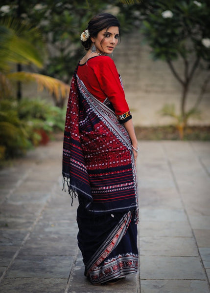 BLUE BENGAL HANDLOOM KHADI COTTON DHANIKHALI SAREE