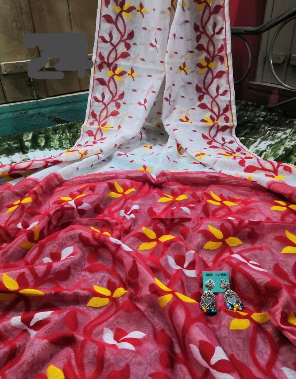 Agamoni Durga Puja Collection Printed Soft Jamdani Saree