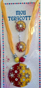 Red & Yellow Terracotta Necklace And Earrings Set