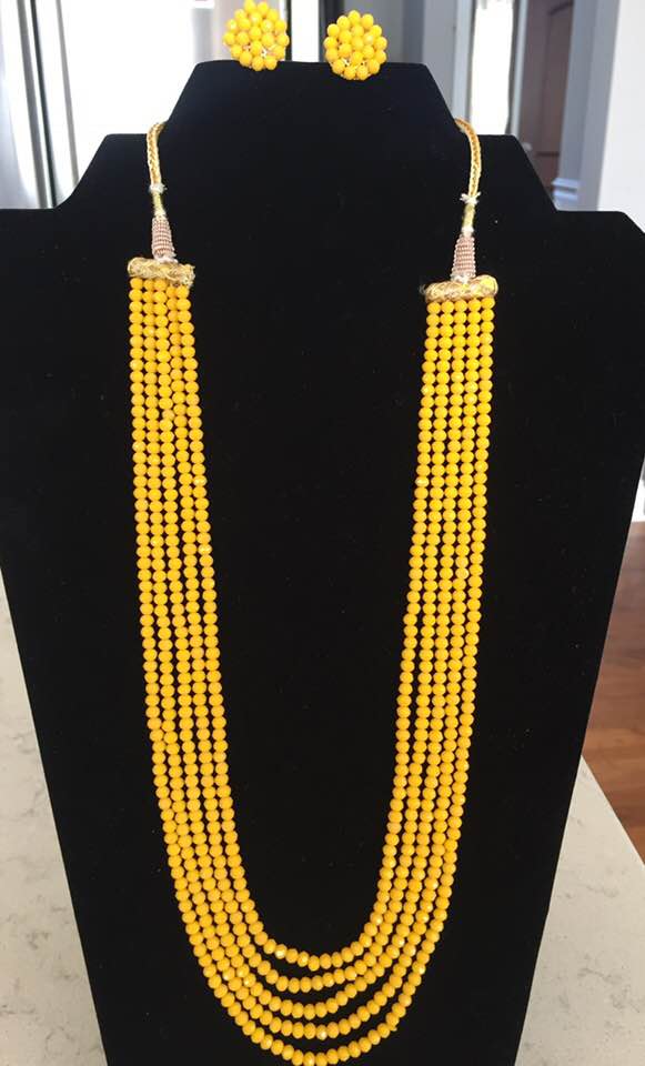 5 Layered Yellow Garnet Set with Matching Earrings