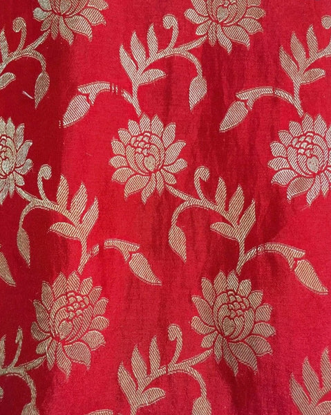 Red Silk Brocade Readymade Blouse