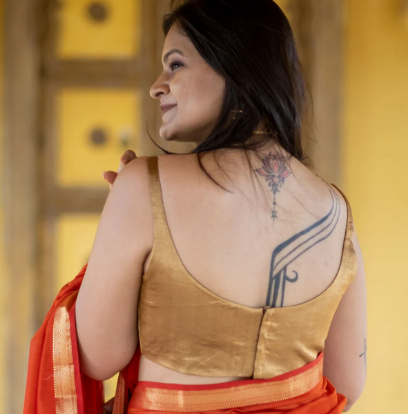 Golden Readymade Handloom Chanderi Silk Blouse