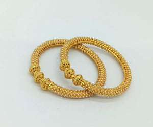Gold pearls bangles/gold plated kadas with pearls/