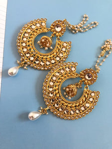 Gold Plated Big Chandbali Kundan Earrings