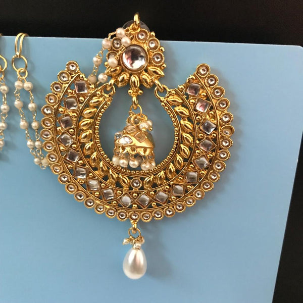Gold Plated Big Chandbali Kundan Earrings