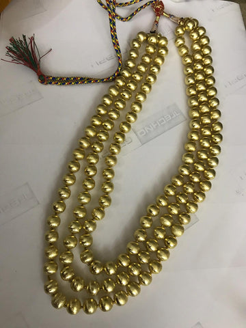 3 Layered Golden Color Pearl Studded Long Necklace